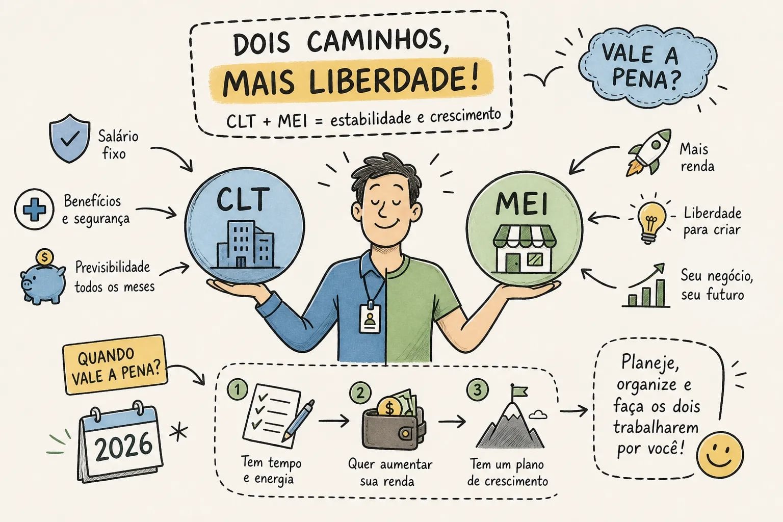 CLT e MEI ao mesmo tempo: quando vale a pena em 2026